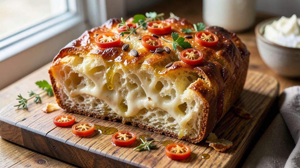 Artisan Jalapeño Cheese Bread Recipe: Crispy Crust With Spicy Cheese Pulls