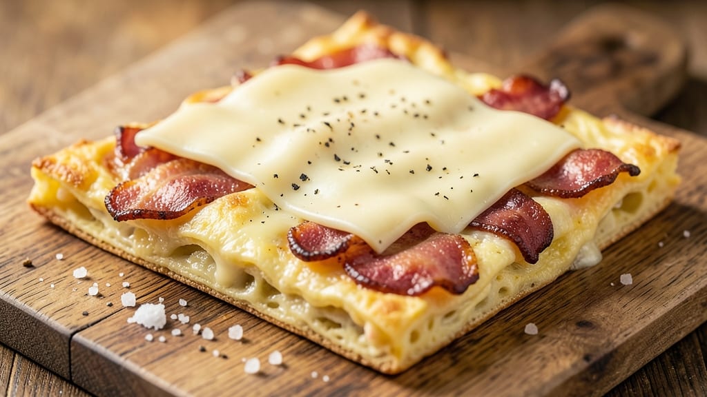 Bacon Egg and Cheese Omelette Recipe: Crispy Bacon Bites and Melted Cheese Layers