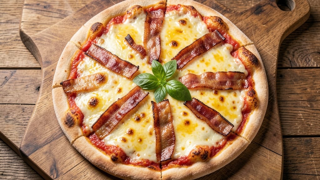 Bacon and Cheese Pizza Recipe: Crispy Crust With Smoky Cheese Rivers