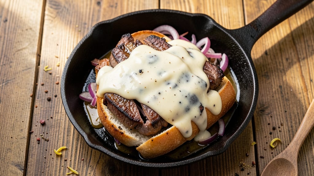 Authentic Philly Cheesesteak Recipe With Cheese Whiz: Crispy-Searred Meat and Melty Whiz Magic