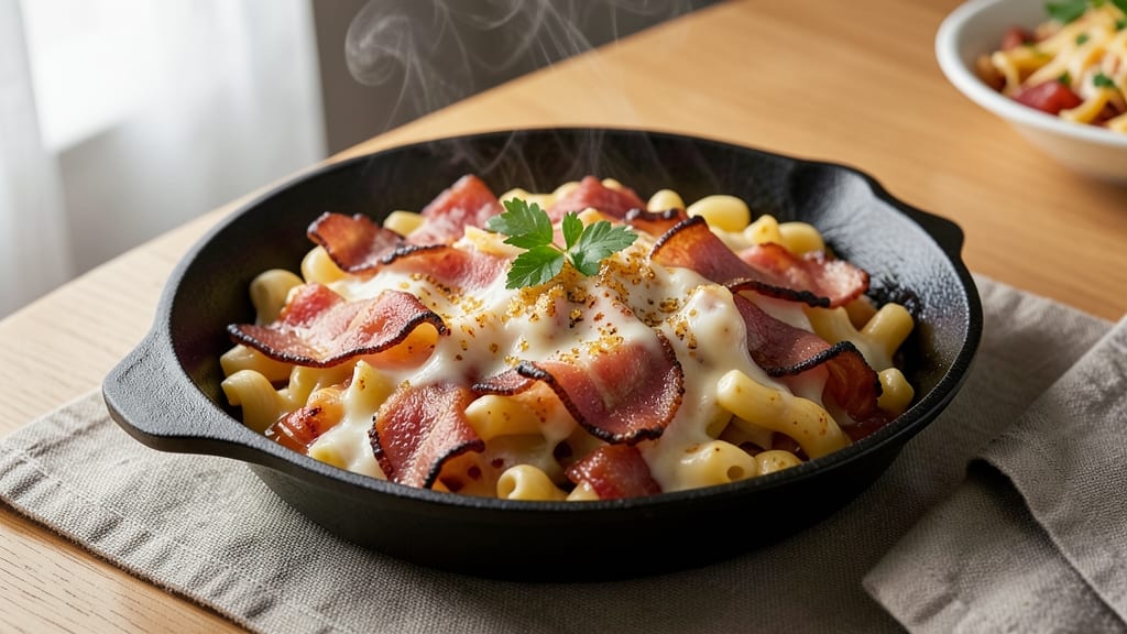 Bacon Mac and Cheese Recipe Stovetop: Crispy Bacon Bites With Gooey Cheese Pulls