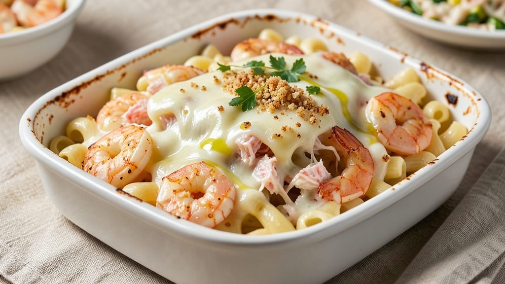 Baked Seafood Mac and Cheese Recipe: Crispy Top Meets Ocean-Fresh Creaminess