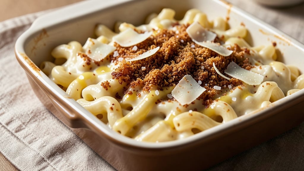 Baked Macaroni and Cheese Custard Recipe: Silky Fondue-Style Cheese Pull