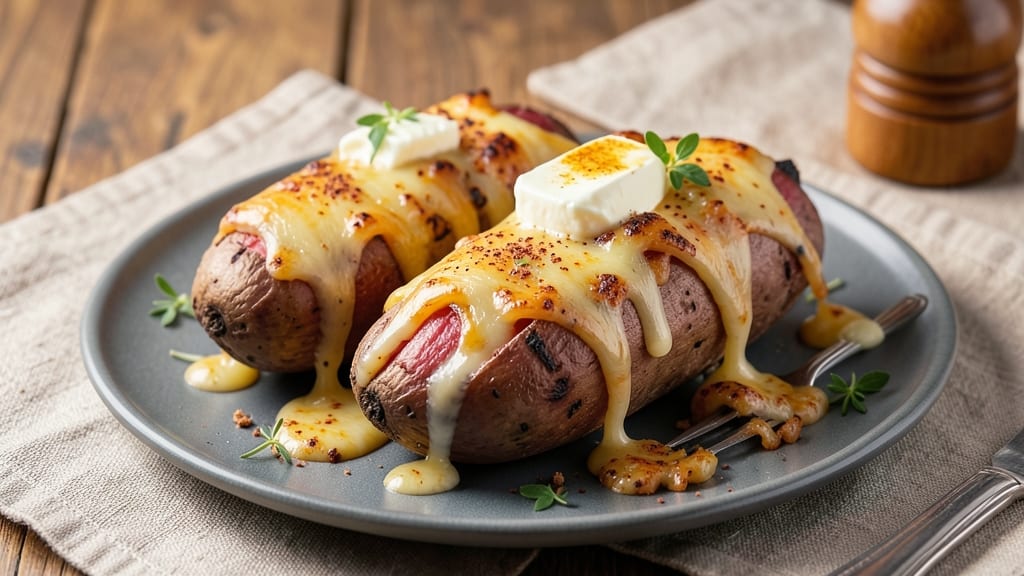 Baked Sweet Potato with Cheese Recipe: Crispy Top, Gooey Cheese Pull-Apart