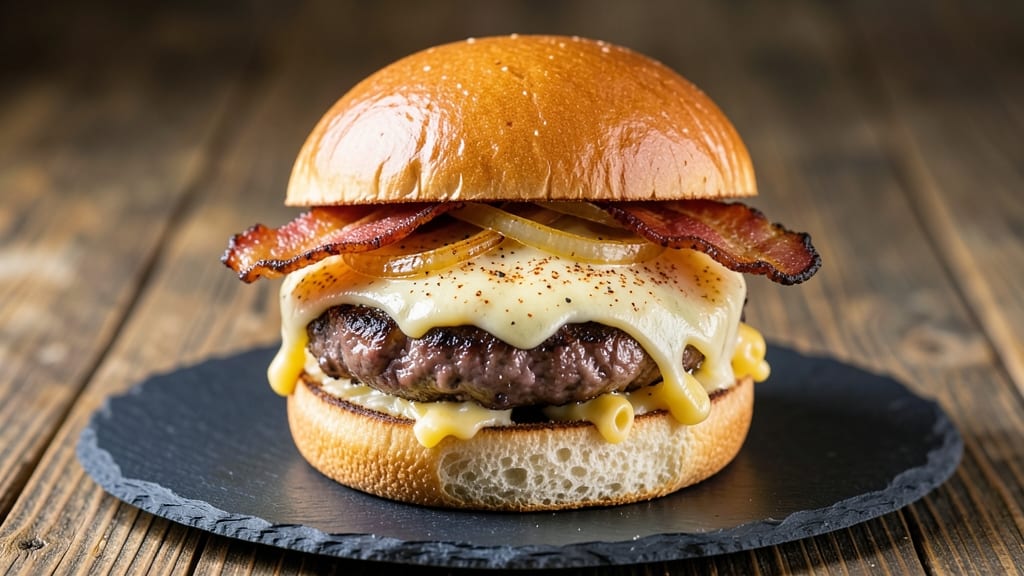 Bacon Mac and Cheese Burger Recipe: Smoky Crispy Bites With Melty Cheese Layers