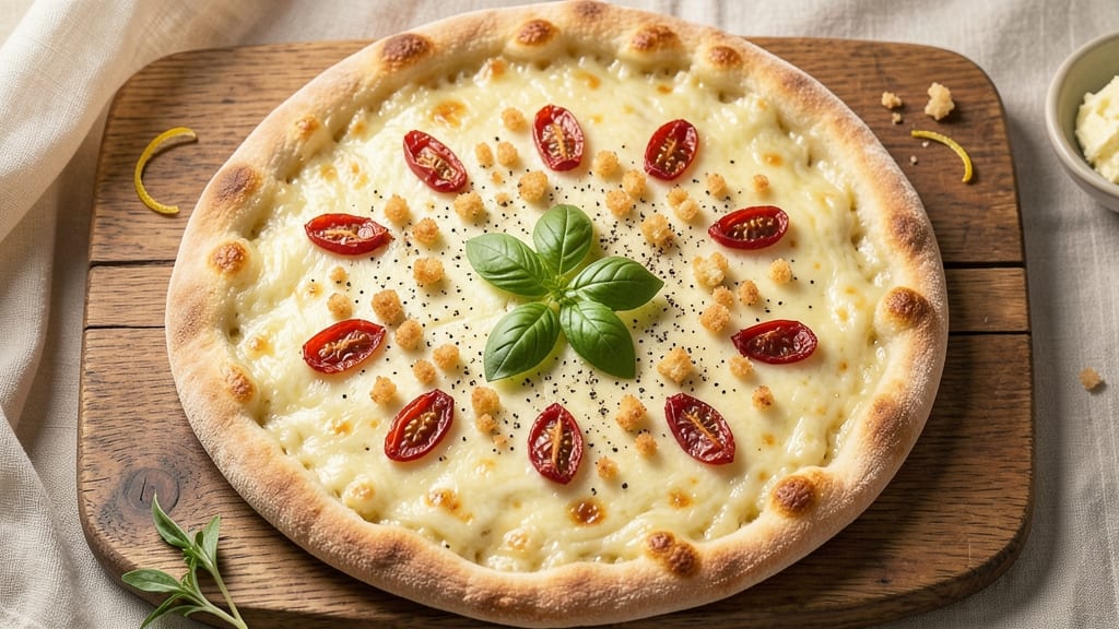 Alfredo Cheese Pizza Recipe: Crispy Crust With Gooey Parmesan Rivers