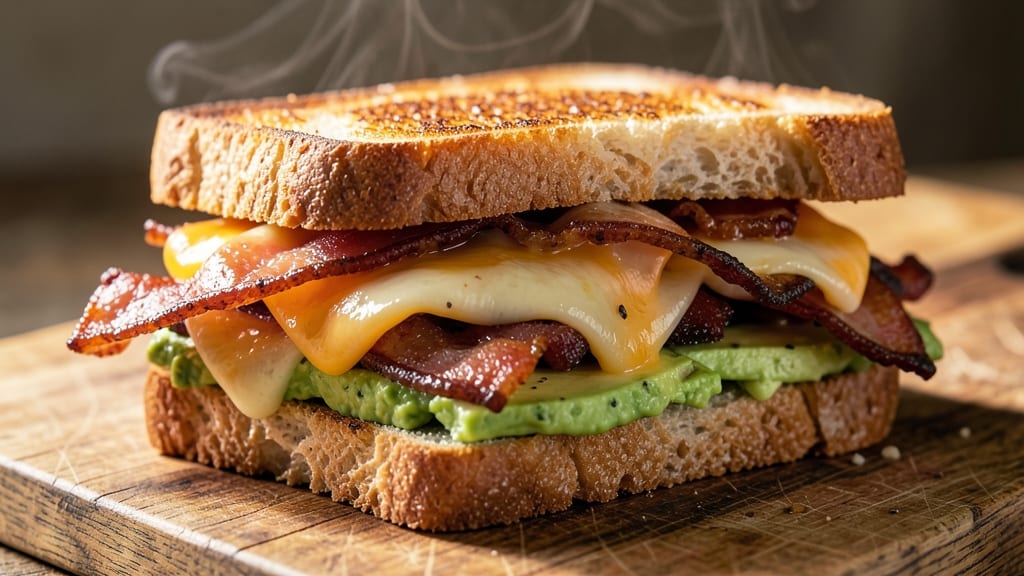 Bacon Avocado Grilled Cheese Recipe: Smoky Crispy Crust With Creamy Avocado Layers