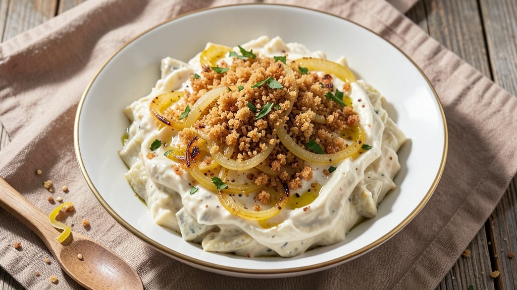 Artichoke Dip Recipe With Cream Cheese and Mayo: Crispy Breadcrumb Crown Over Gooey Warm Cheese