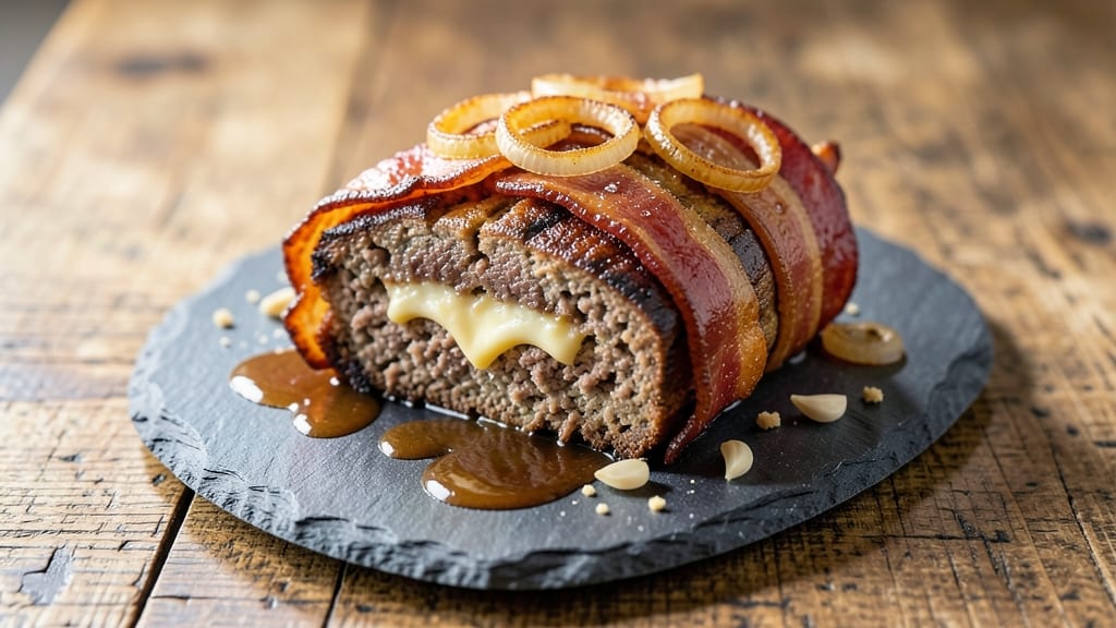 Bacon-Wrapped Cheese Stuffed Meatloaf Recipe: Crispy Edges and Pull-Apart Cheese Rivers