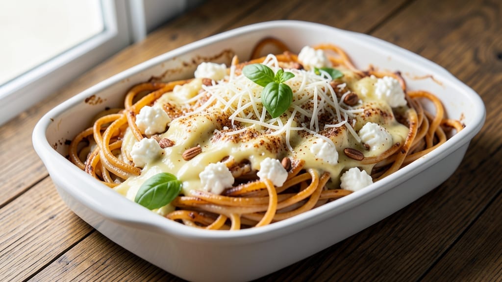 Baked Spaghetti Recipe with Cream Cheese and Cottage Cheese: One-Pan Pasta Bake with Tangy Creamy Layers