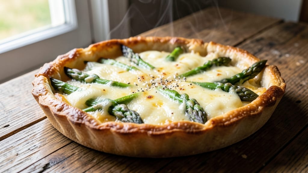 Asparagus and Cheese Tart Recipe: Golden Crust With Herbed Cheese Rivers