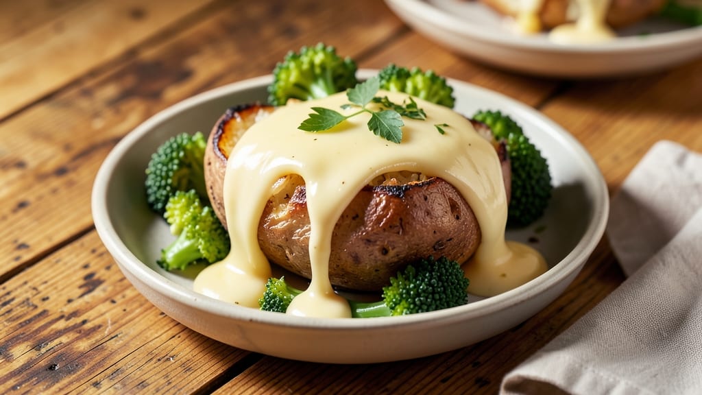 Baked Potato With Broccoli and Cheese Sauce Recipe: One-Pan Cheesy Crisp-Top Masterpiece