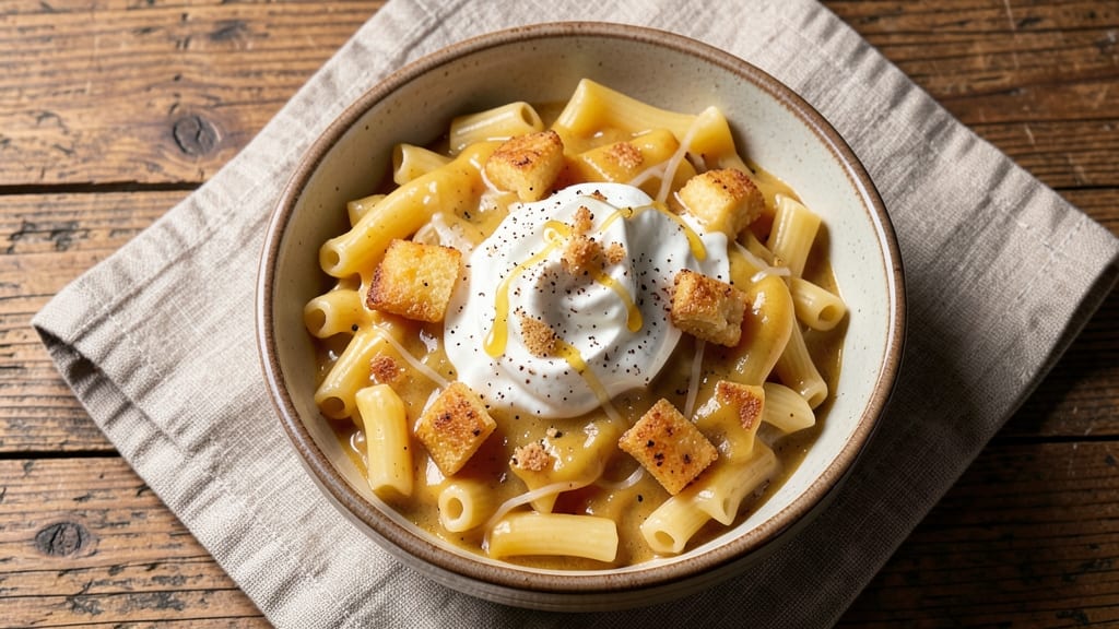 Baked Mac and Cheese Recipe with Cheddar Cheese Soup: Triple-Layered Crunch and Velvety Streaks