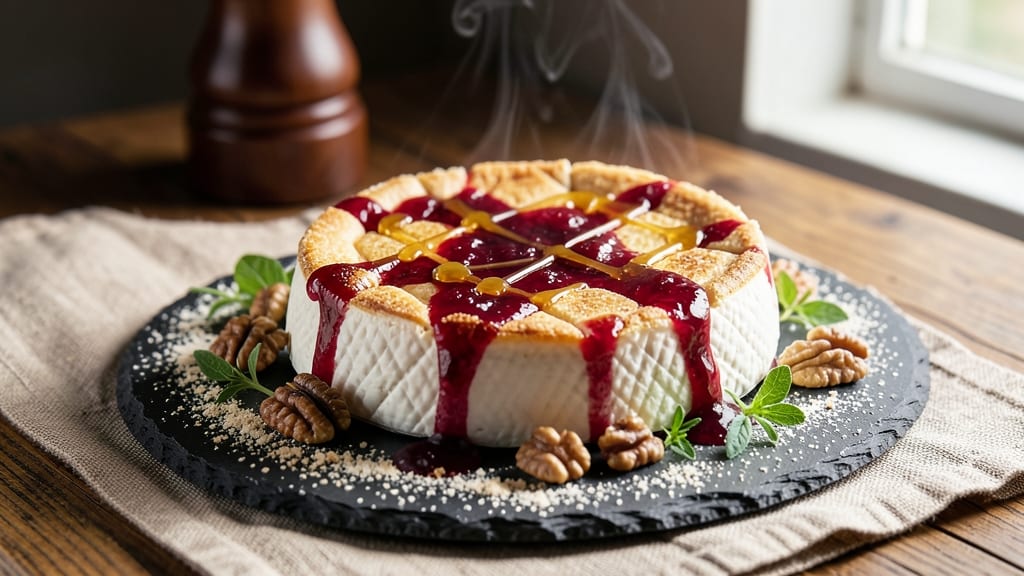 Baked Brie Cheese With Jam Recipe: Golden Crust, Jam-Studded Gooey Heart