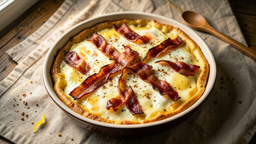 Bacon and Cheese Crustless Quiche Recipe: Smoky-Sweet Crispy Top With Pull-Apart Cheese Rivers