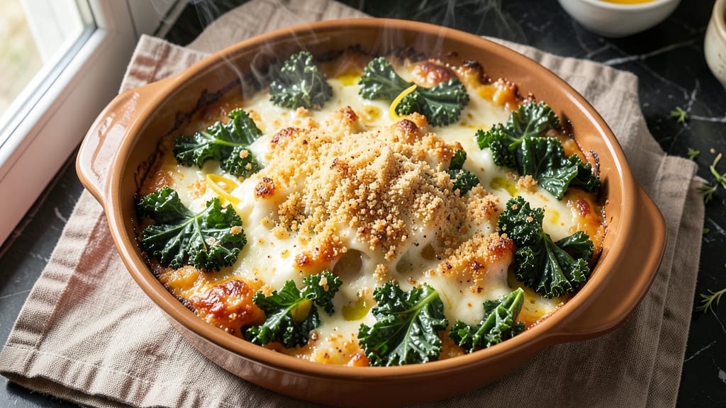 Amy's 3 Cheese and Kale Bake Recipe: Crispy Top, Leafy Greens, and Triple-Melty Layers