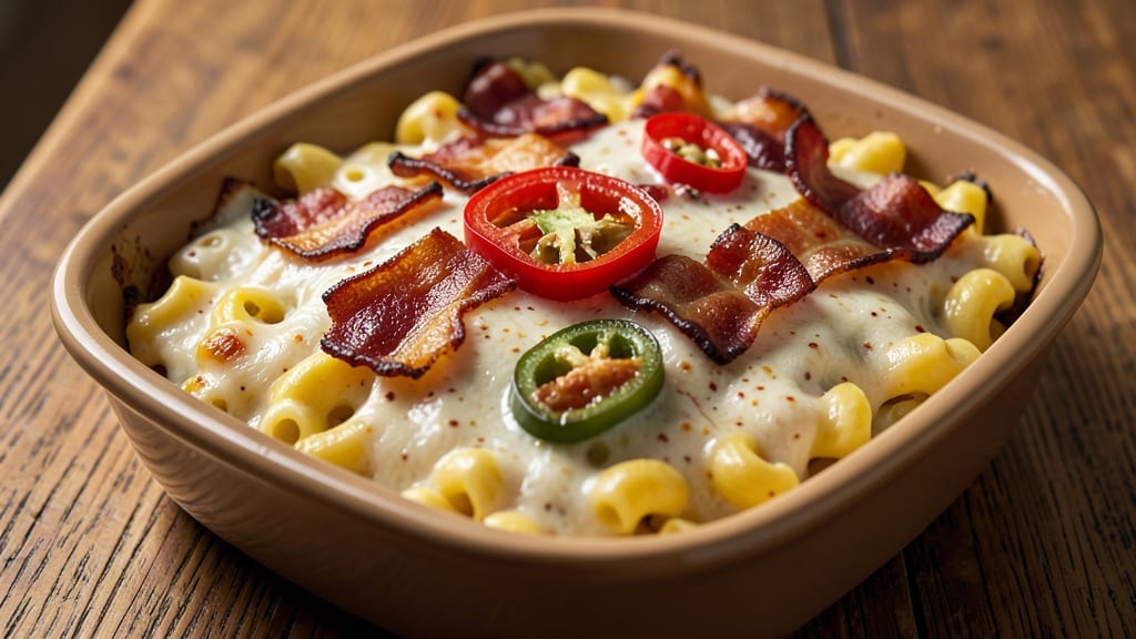 Baked Jalapeño Bacon Mac and Cheese Recipe: Smoky-Spicy Crunch With Melty Cheese Rivers