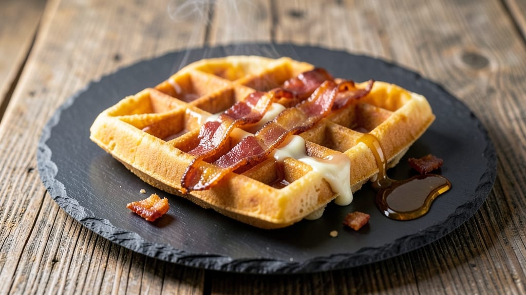 Bacon and Cheese Waffle Recipe: Crispy Lattice Top With Smoky Pull-Apart Cheese