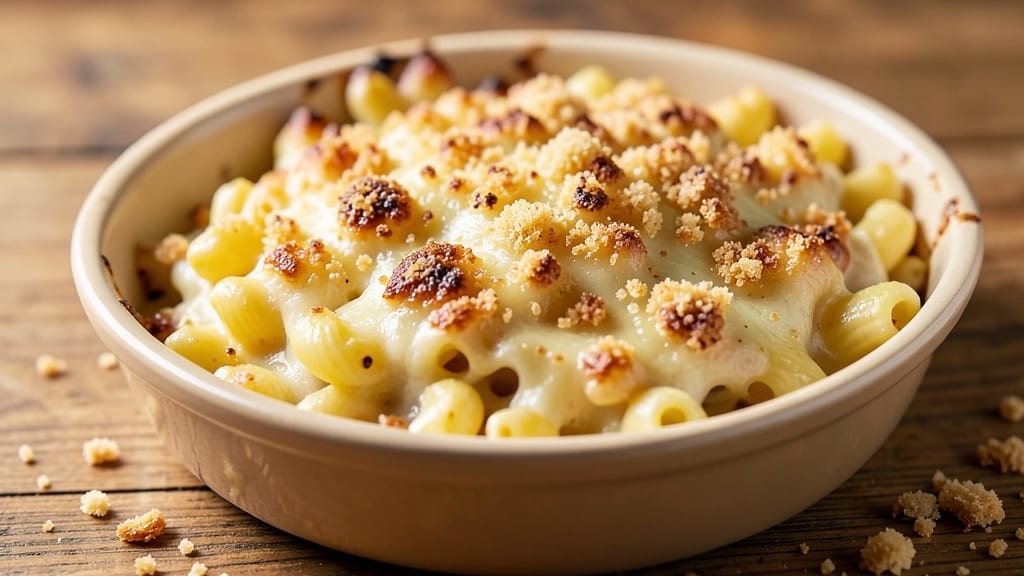 Baked Macaroni and Cheese Recipe with Panko Bread Crumbs: Crunchy Top, Melty Pull-Apart Magic