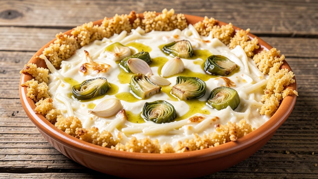 Artichoke Asiago Cheese Dip Recipe: Golden Crust, Nutty Cheese Rivers