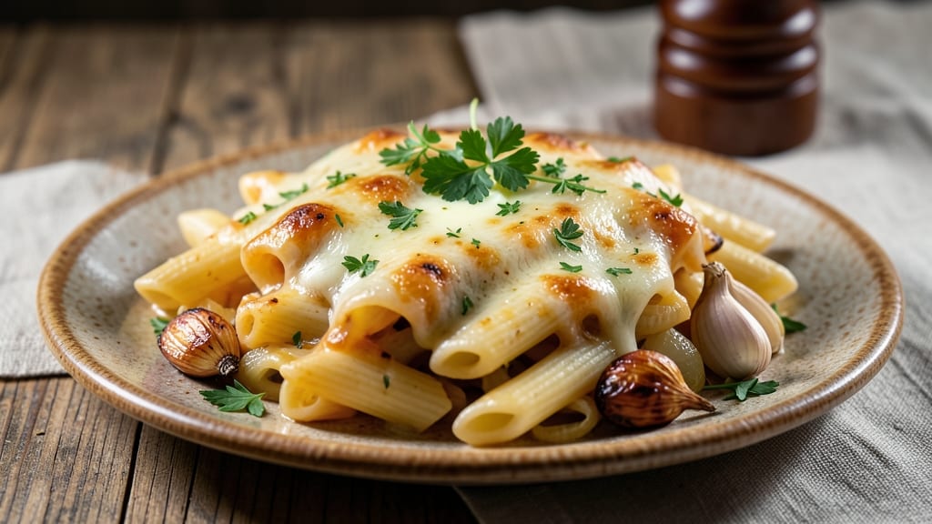 Baked Cheese Penne Pasta Recipe: Crispy Top, Gooey Pull-Apart Cheese Rivers