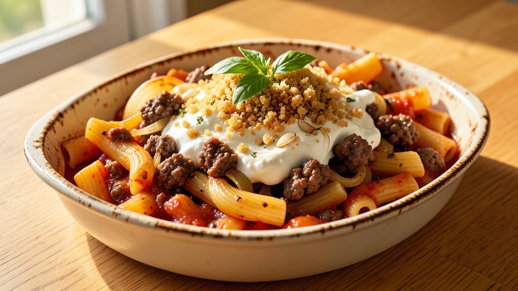 Baked Ziti With Meat and Ricotta Cheese Recipe: Layered Crisp-Top, Gooey Pull-Apart Magic