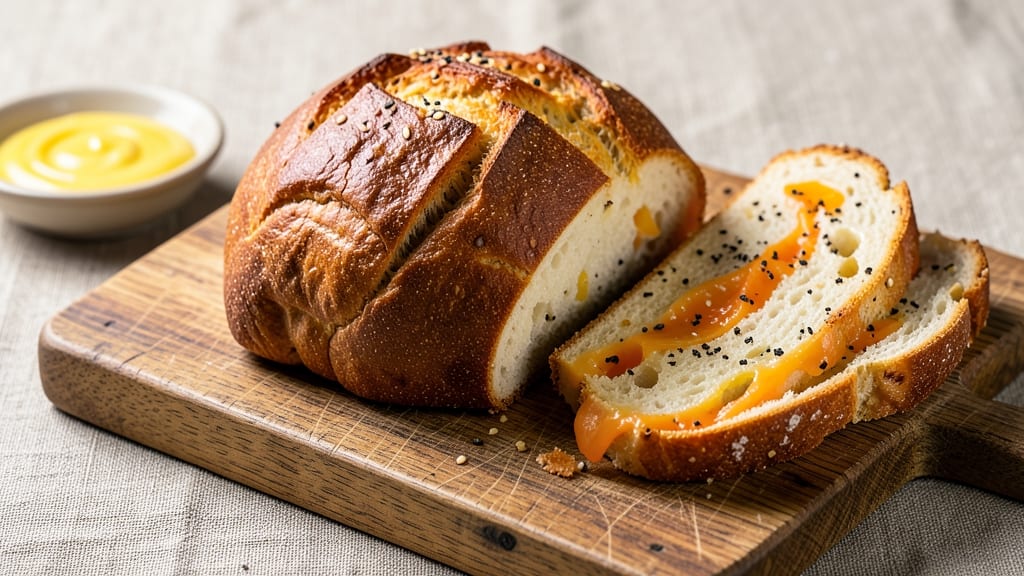 Artisan Cheddar Cheese Bread Recipe: Triple-Layered Crunch With Sharp Cheddar Pulls