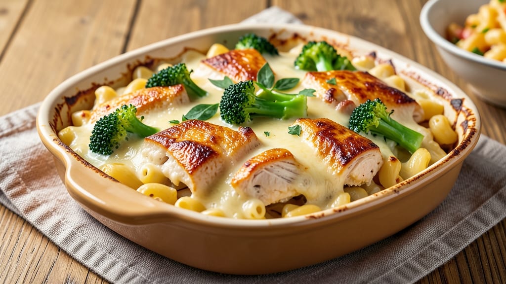 Baked Mac and Cheese With Chicken and Broccoli Recipe: One-Pan Protein-Packed Dinner