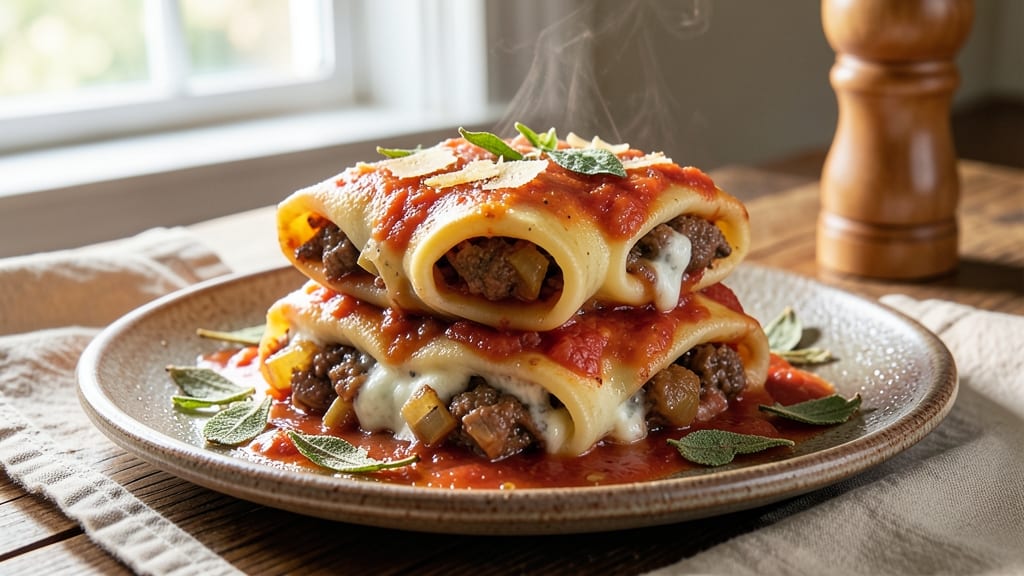 Beef and Cheese Cannelloni Recipe: Triple-Layered Pasta with Rich Tomato Filling