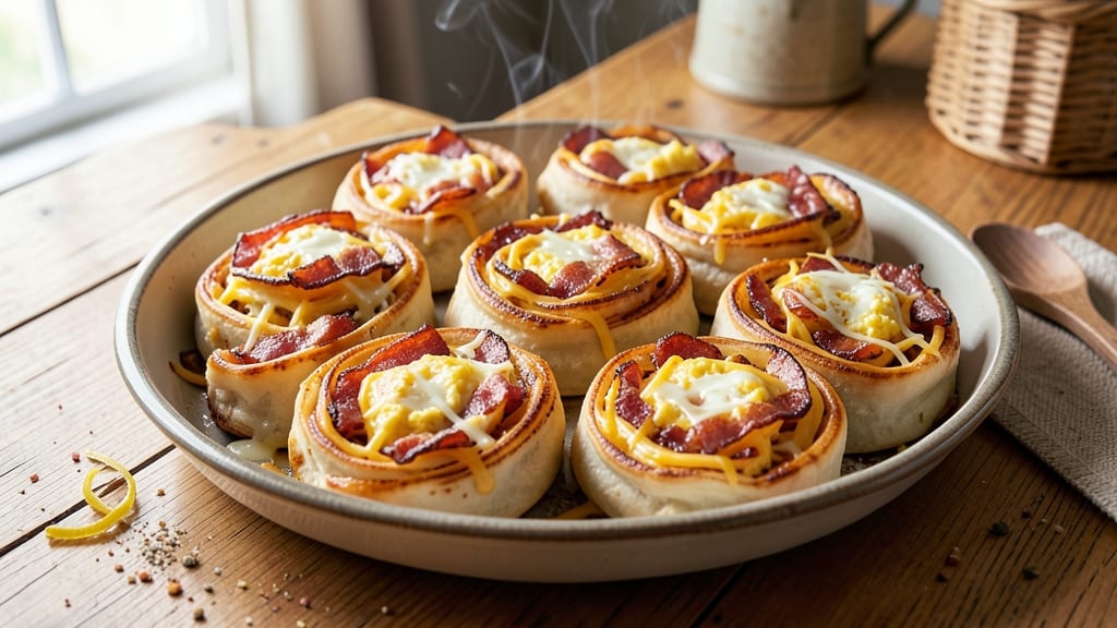 Baked Bacon, Egg, and Cheese Pinwheels Recipe: Breakfast Twists With Crispy Edges