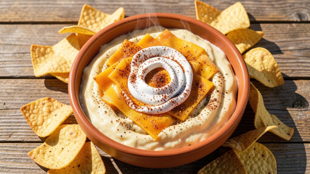 Baked Mexican Cheese Dip Recipe: Crispy Tortilla Crown Over Smoky Cheddar