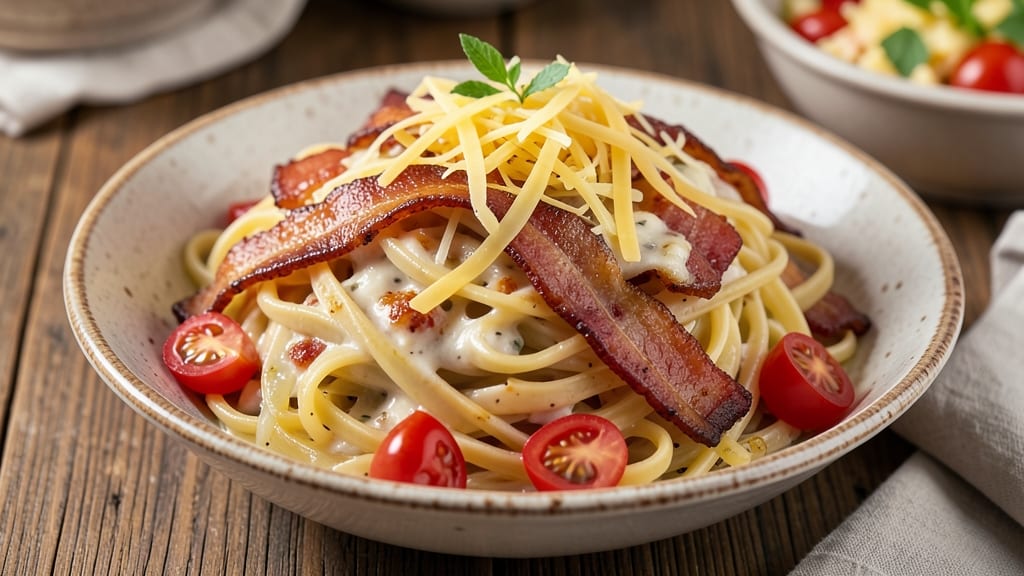 Bacon and Cheese Pasta Recipe: Crispy Crunch Top With Smoky Bacon Bites